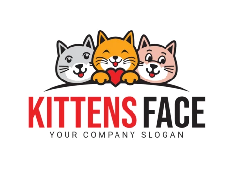 Modelo de design de logotipo de rosto de gatinho