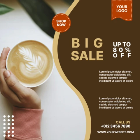 Big Sale Coffee Shop Social Media Post Design Template