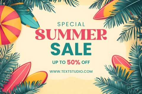 Vibrant Summer Sale Design Beachy Banner Template