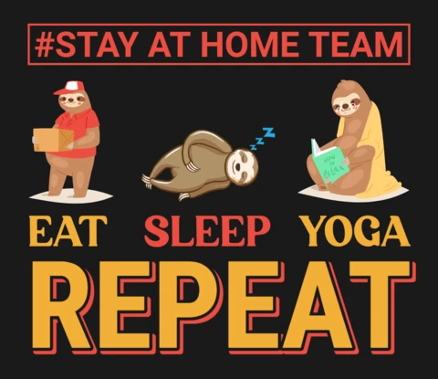 Eat, Sleep, Yoga Repeat Sloth T-Shirt Design Template