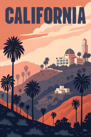 California Landscape Vintage Design Template for Posters