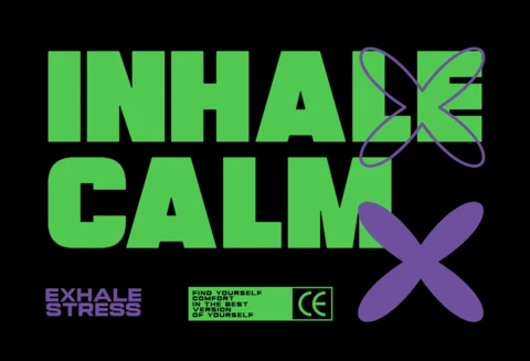 Atme Ruhe ein, atme Stress aus, achtsame Typografie mit Komfort-Zitat-Box T-Shirt-Design-Vorlage