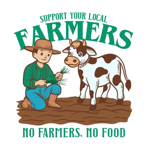 Unterstütze lokale Bauern - keine Bauern, kein Essen - nachhaltige Landwirtschaft T-Shirt Design Vorlage