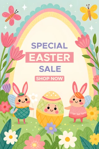 Whimsical Easter Sale Design Template for Festive Promotions