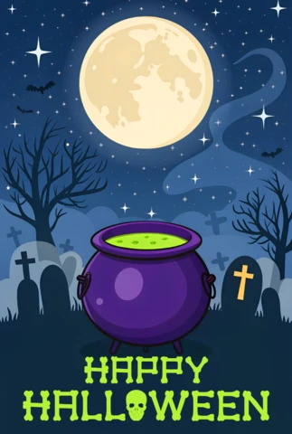 Spooky Halloween Cauldron Design Template for Party Invitations