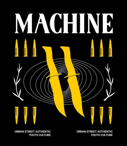 Plantilla de diseño gráfico de cultura urbana con un audaz motivo de cuchillo para ropa.