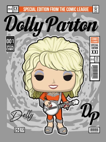 Dolly Parton Cartoon Character Magazine Cover Design Template