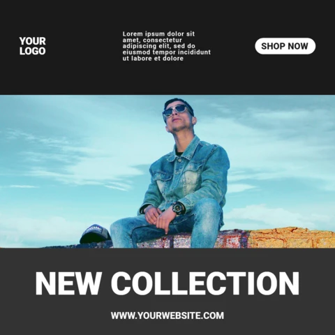 Nieuwe jeanscollectie mode Instagram-berichtontwerpsjabloon
