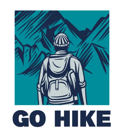 Man Hiking To The Mountain Vintage T-shirt Design Template