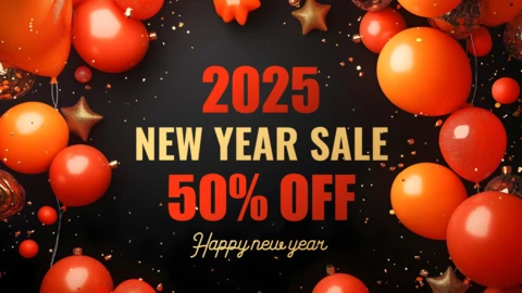 2025 Red and Gold New Year Sale Design Template