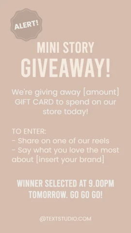 Exciting Giveaway Alert Beige Social Media Story Post Template