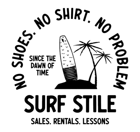 Scuola estiva di surf silhouette line art logo template design