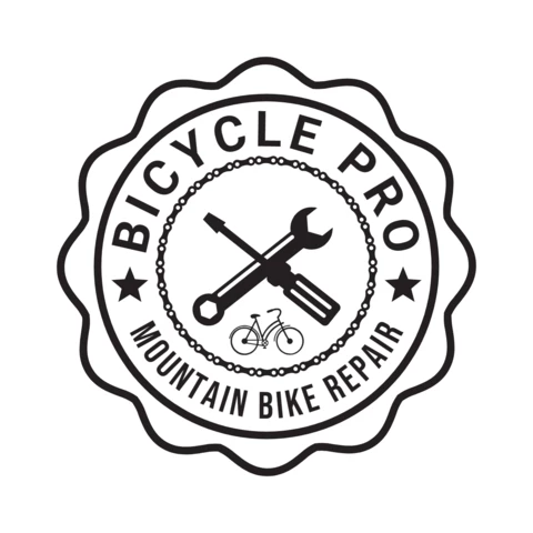 Modelo de design de logotipo de loja de serviços de reparo de bicicletas de montanha