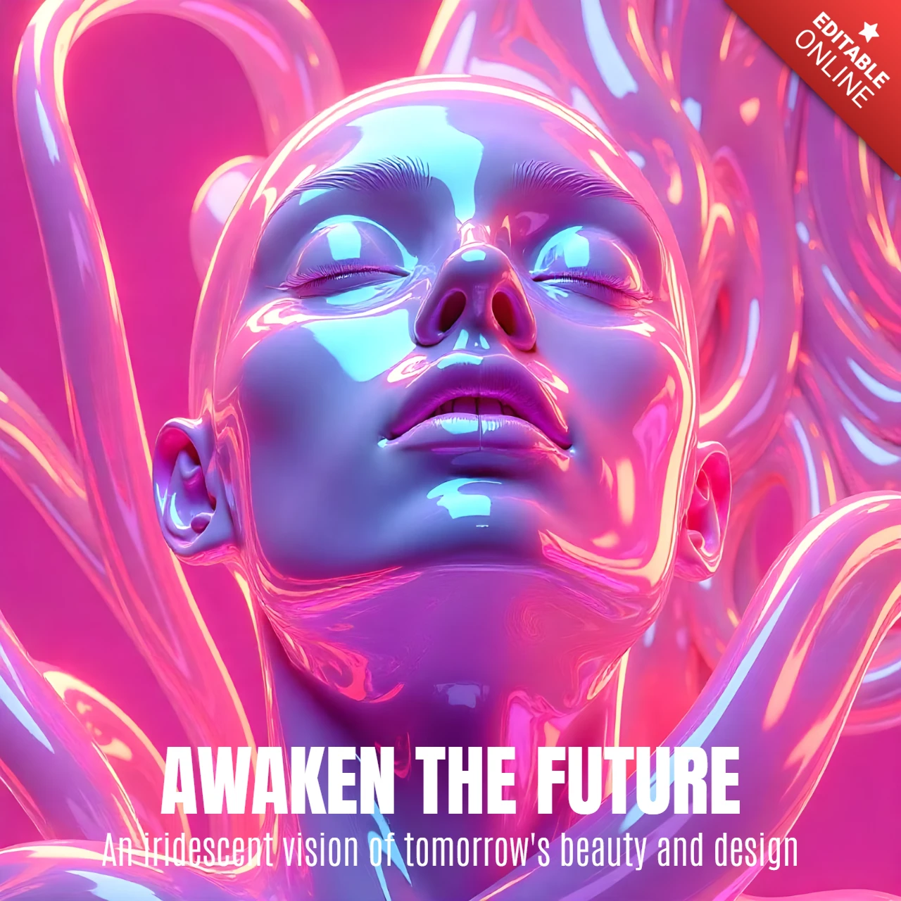 Plantilla conceptual de diseño y belleza futurista: visión iridiscente del mañana