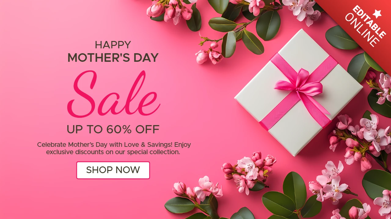 Elegant Mother's Day Sale Design Template with Floral Elements