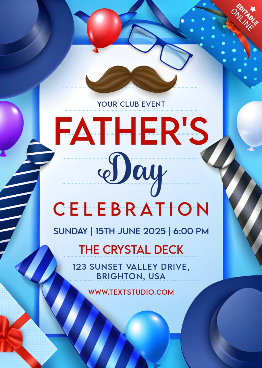 Plantilla de diseño colorida para la celebración del día del padre para eventos en clubes.