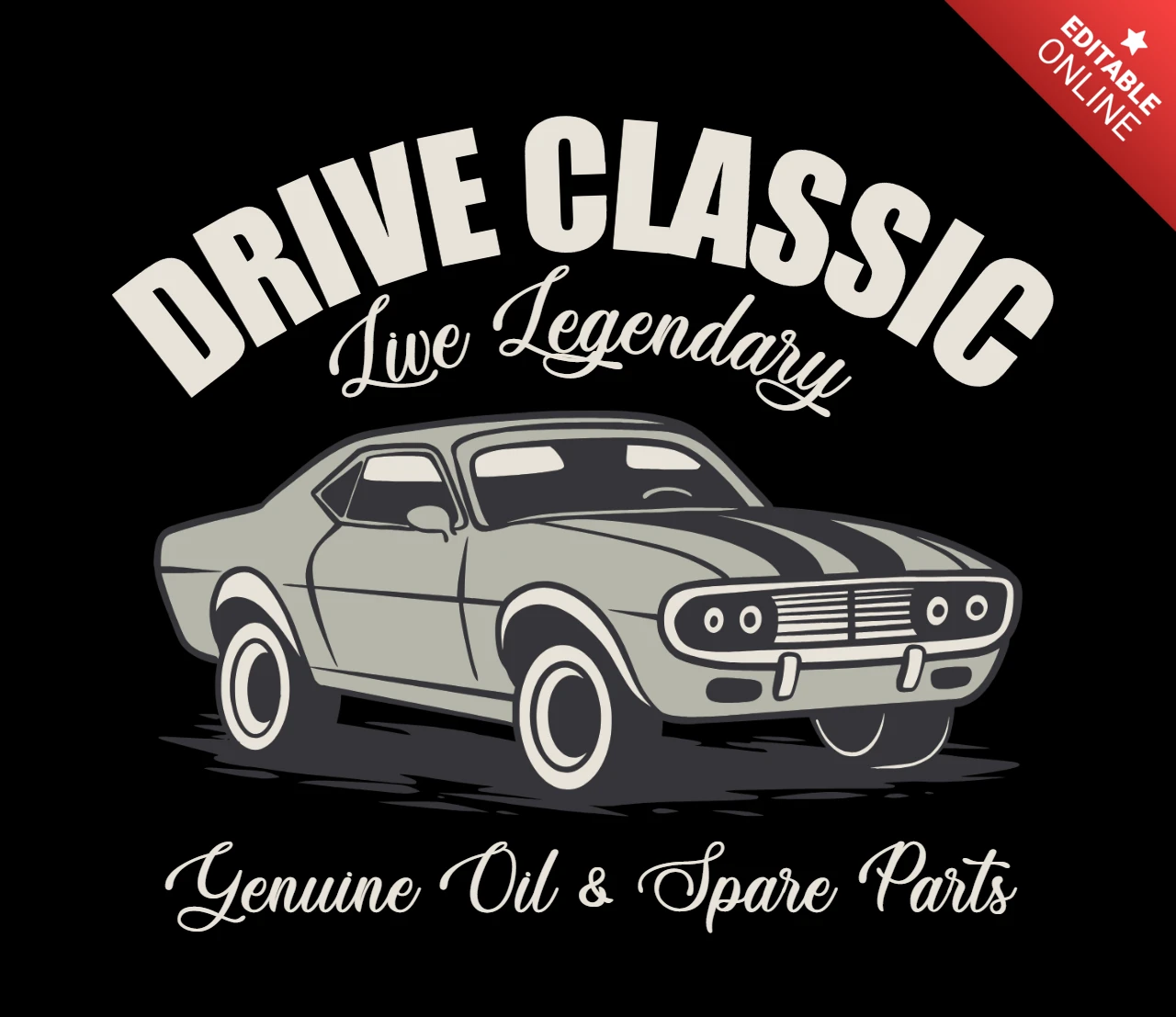 Drive Classic, Live Legendary Vintage Car Illustration T-Shirt Design Template