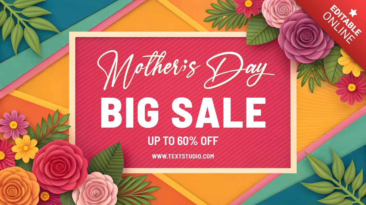 Colorful Floral Mother's Day Sale Design Template - Up to 60% Off