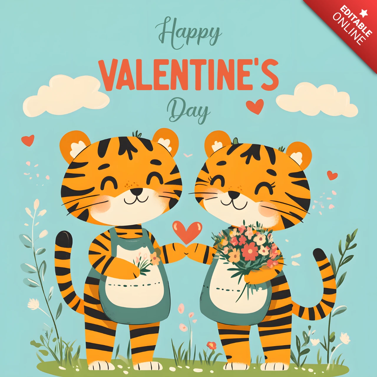 Mensaje de San Valentín en las redes sociales con un simpático tigre