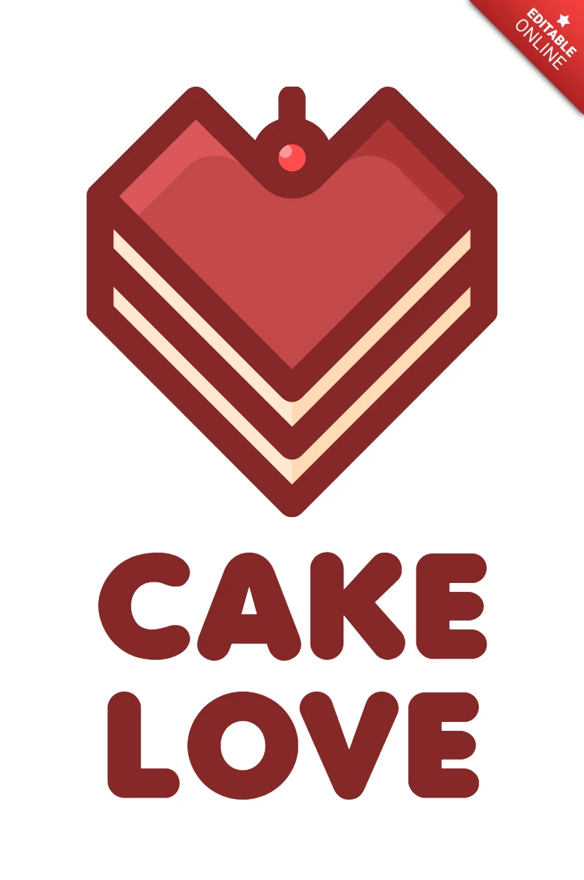 Cake love plantilla de diseño de logotipo colorido