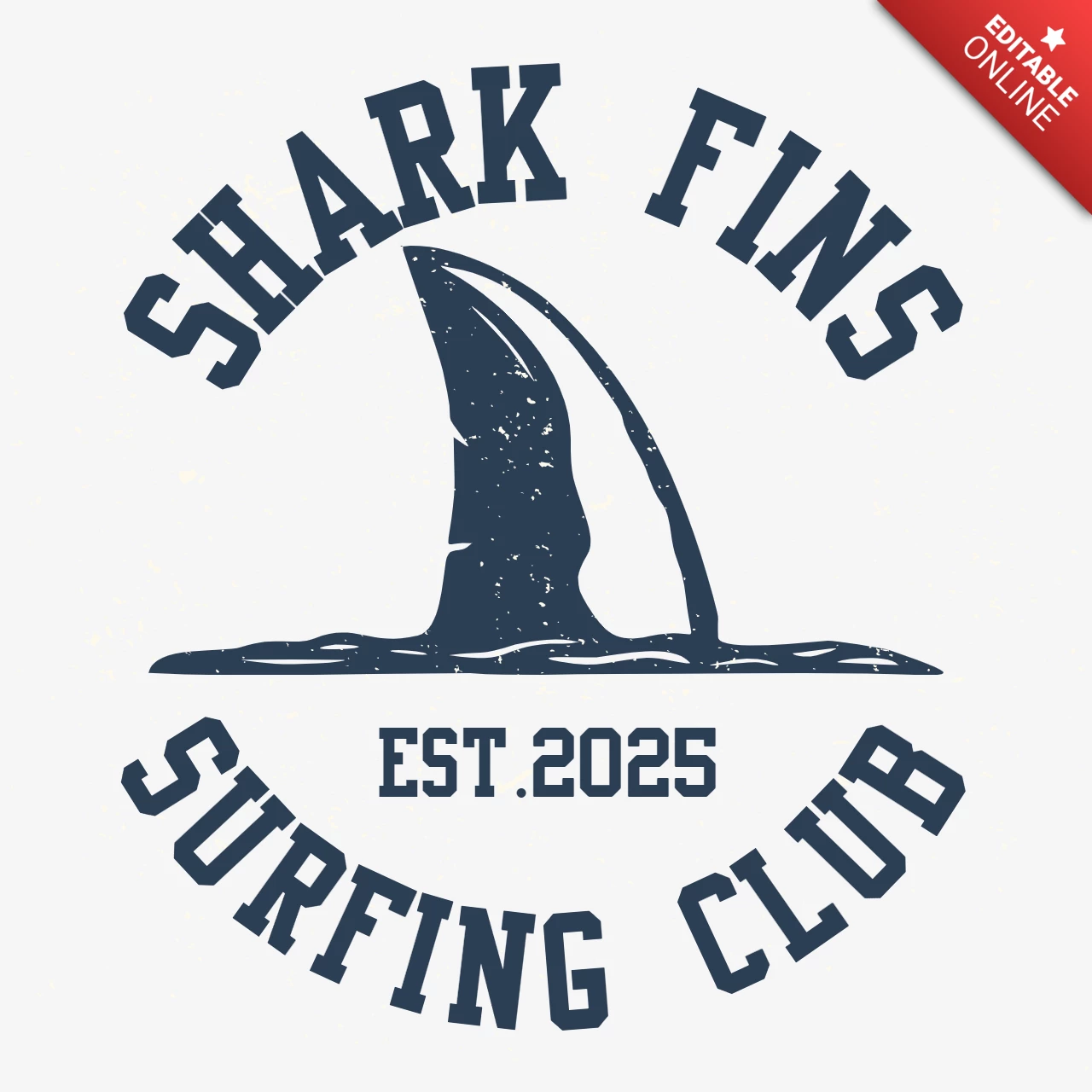 Haifischflossen-Surfclub-Vintage-Logo-Design-Vorlage