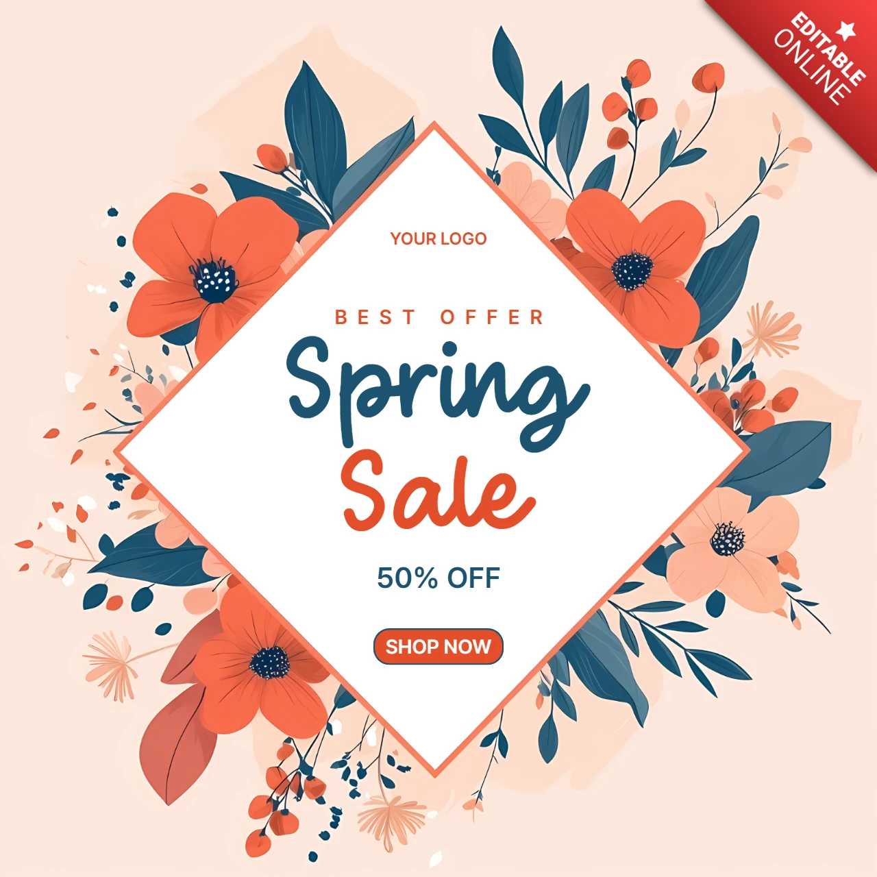 Spring Sale Promotion Template - Editable Floral Pastel Design