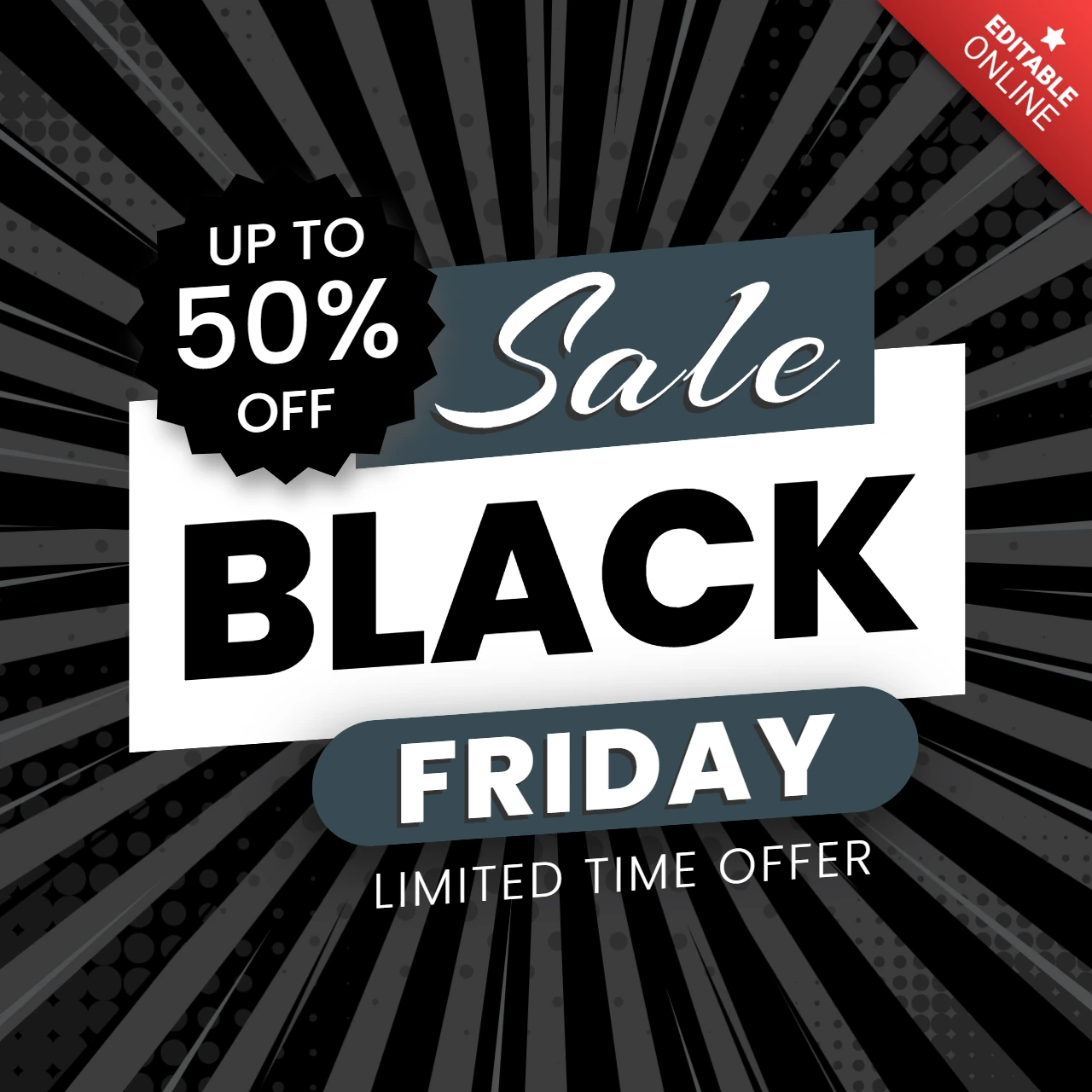 Modèle de design de vente du Black Friday avec une typographie audacieuse pour des flyers promotionnels