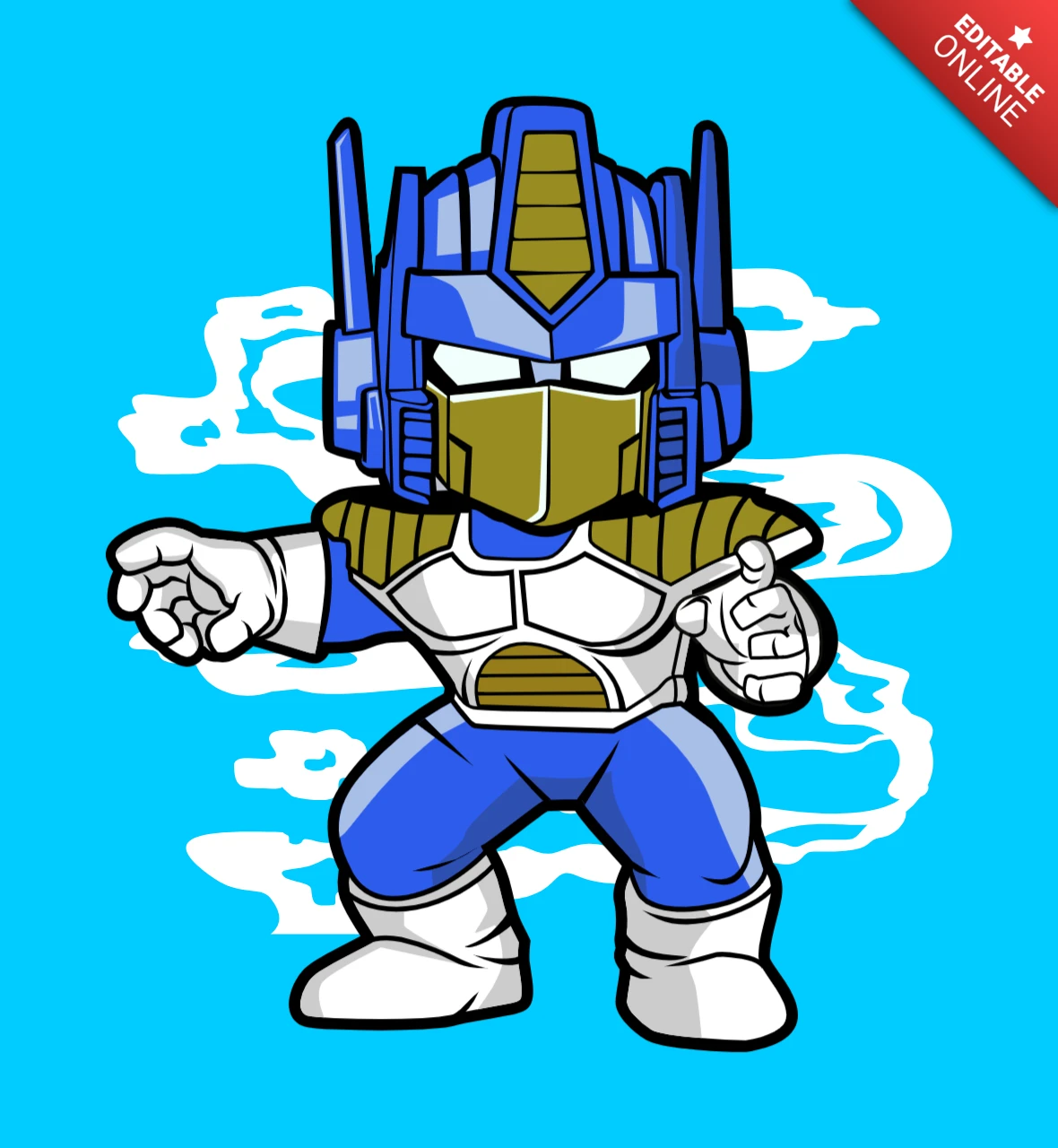 Optimus vegeta comic caricature pop culture modèle de t-shirt