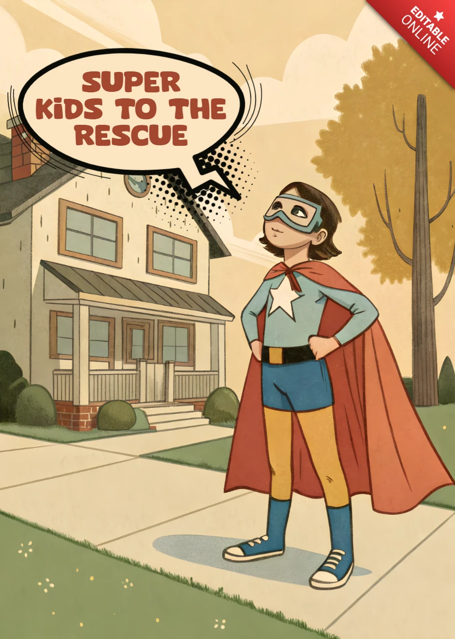 Superhero Kids Design Template for Children's Book Cover