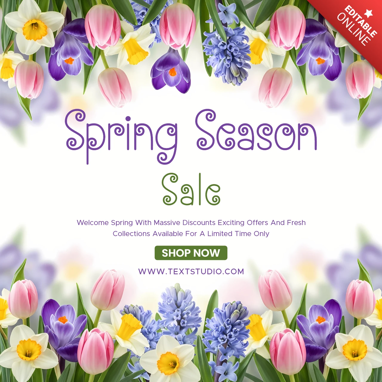 Spring Floral Design Template for Sale Promotions