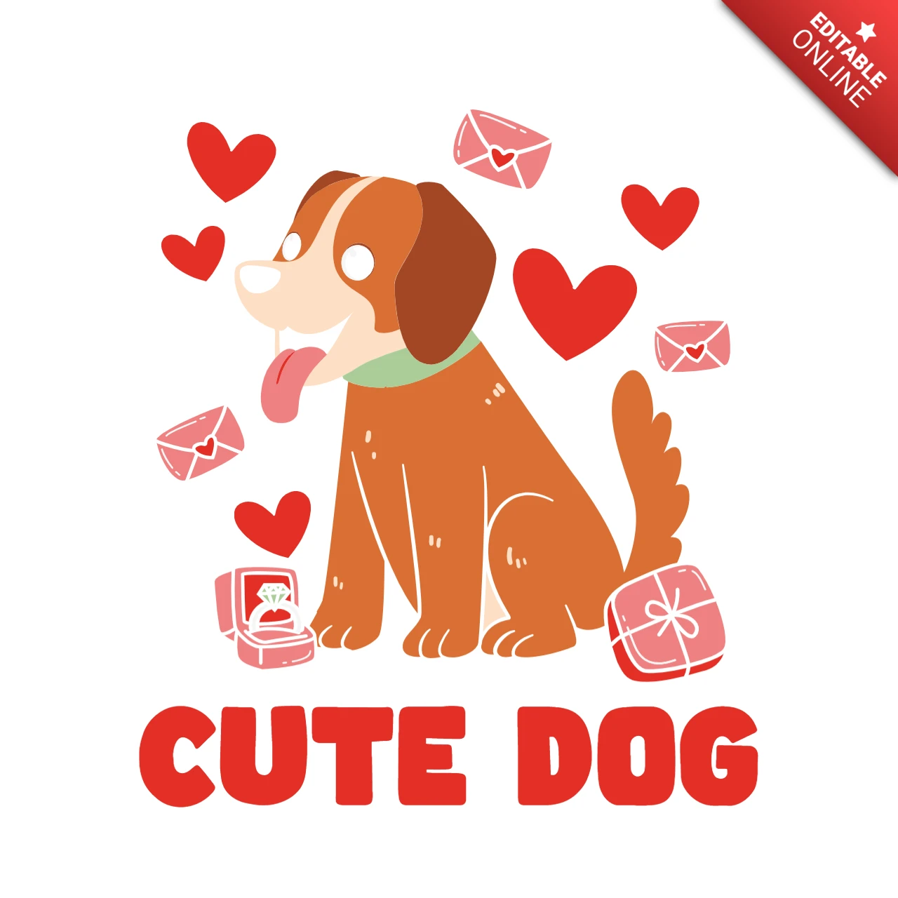 Modello di design per maglietta con cane simpatico per il giorno di San Valentino