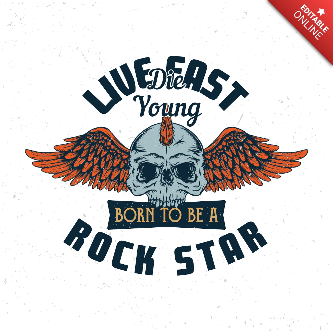 Modello di maglietta con teschio punk Born to be a rockstar