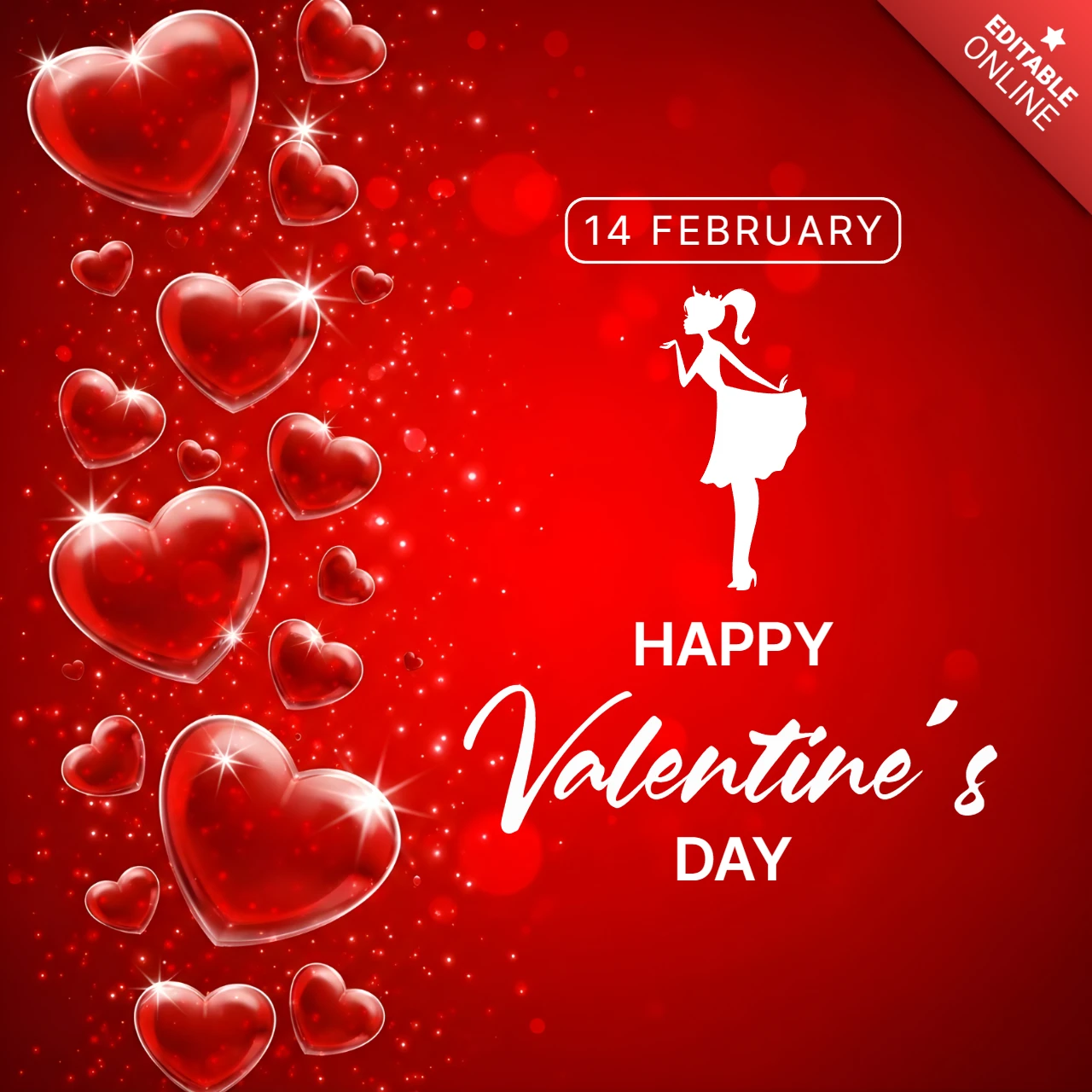 Valentine's Day Hearts Design Template for Greeting Card