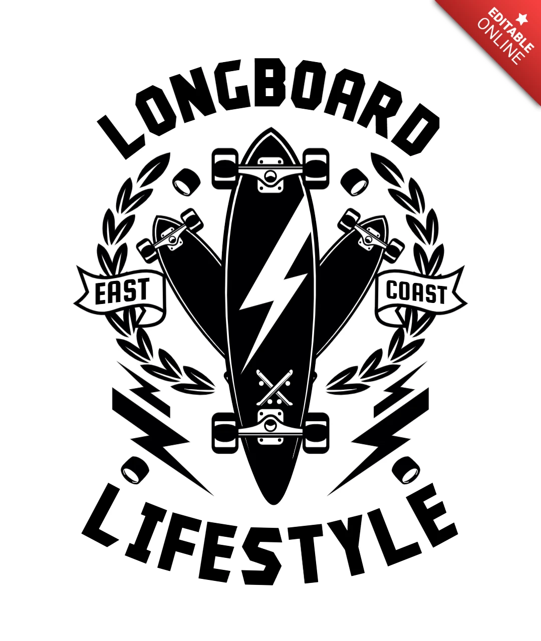 Longboard Lifestyle T-Shirt Design Template