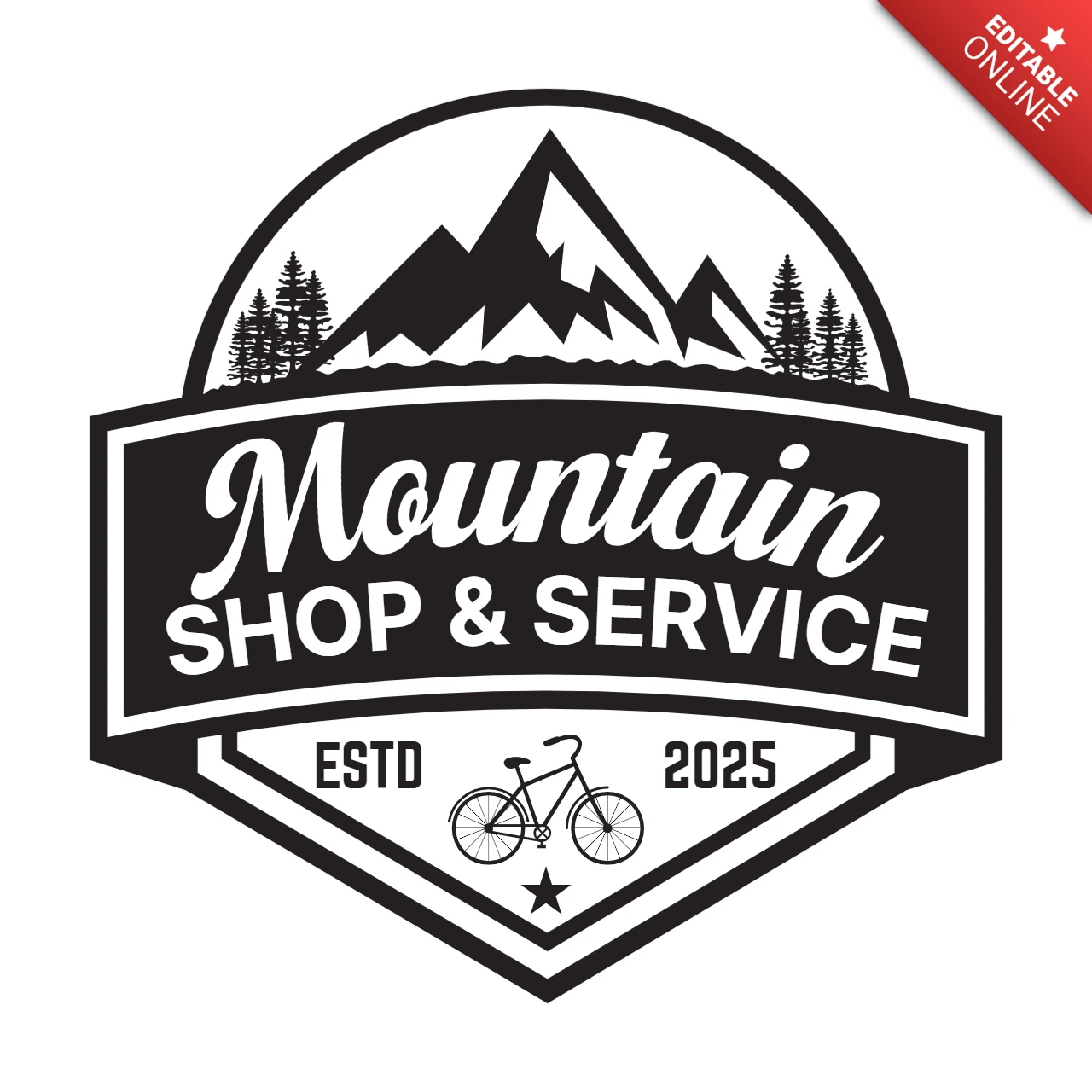 Mountain Shop and Service Logo Design Template