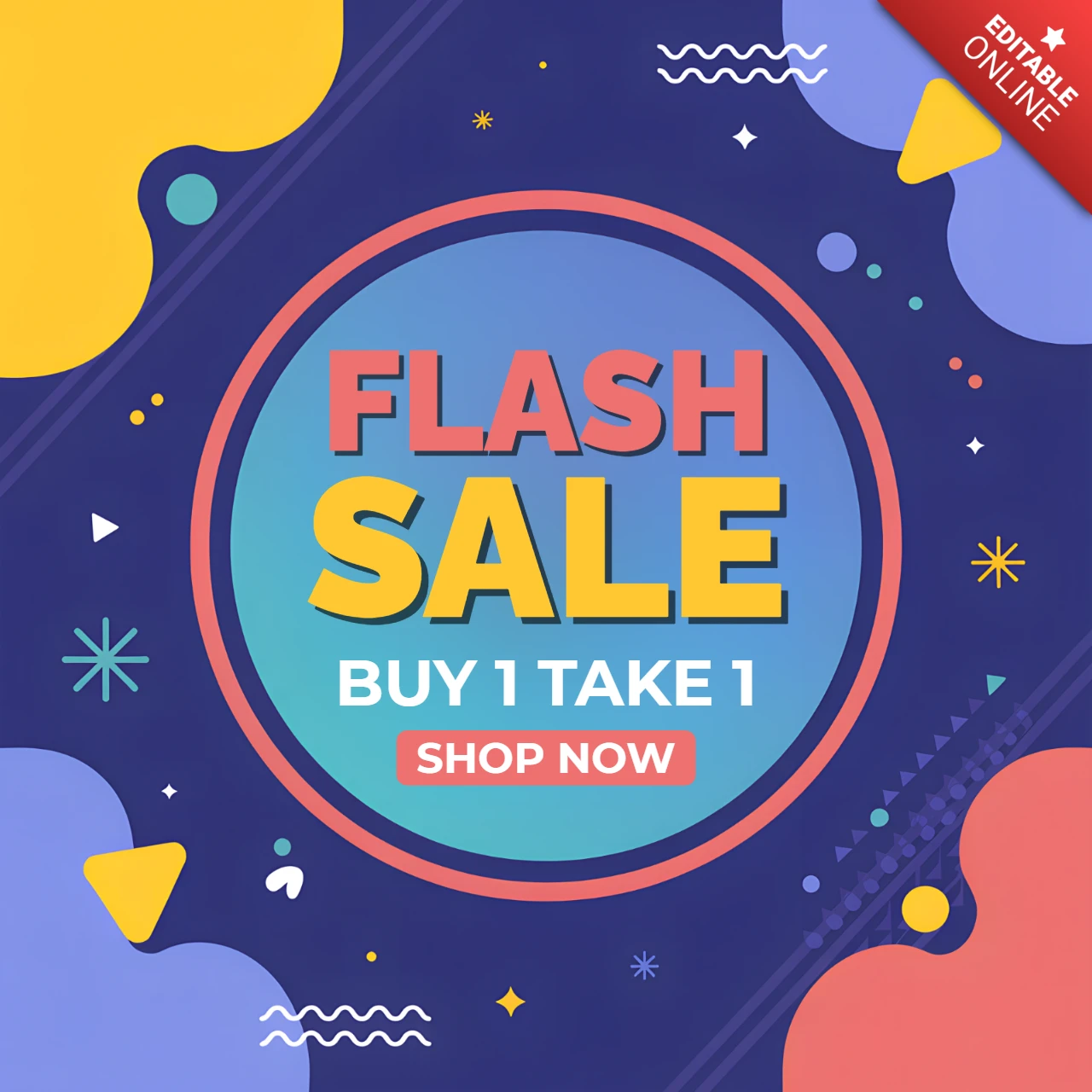 Buntes Flash-Sale-Template-Design für Werbeplakate