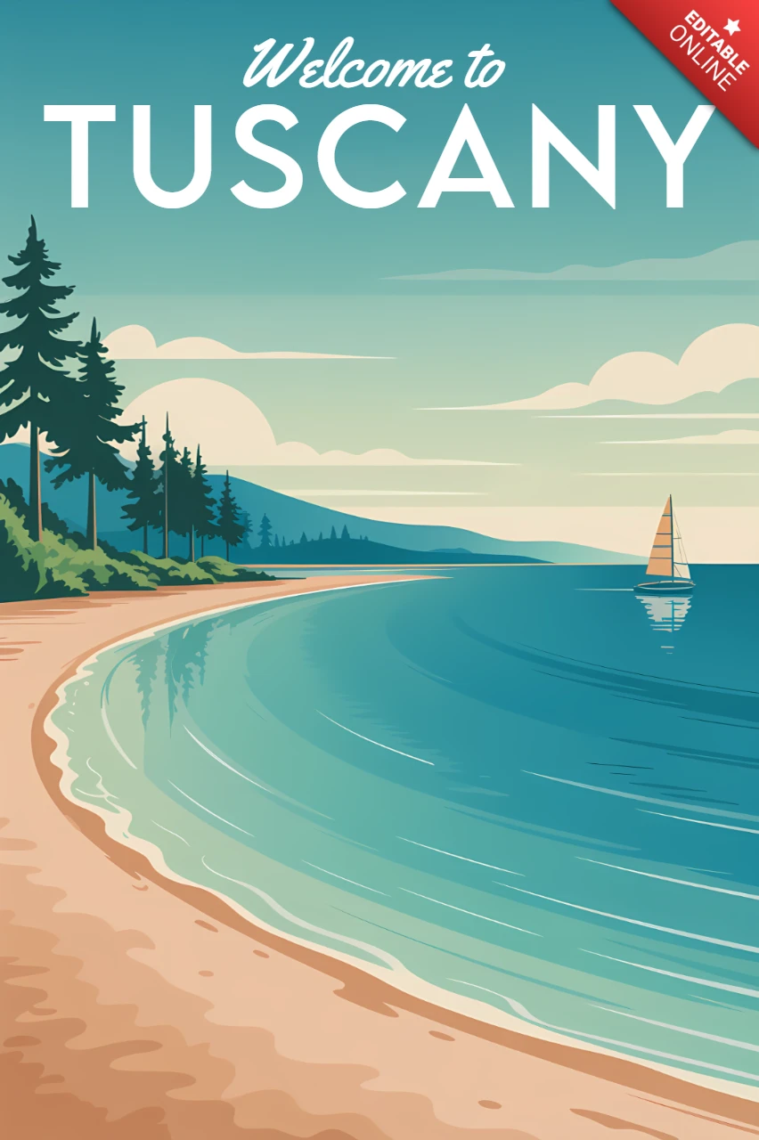 Vintage Toscane landschap ontwerp sjabloon voor reisposter