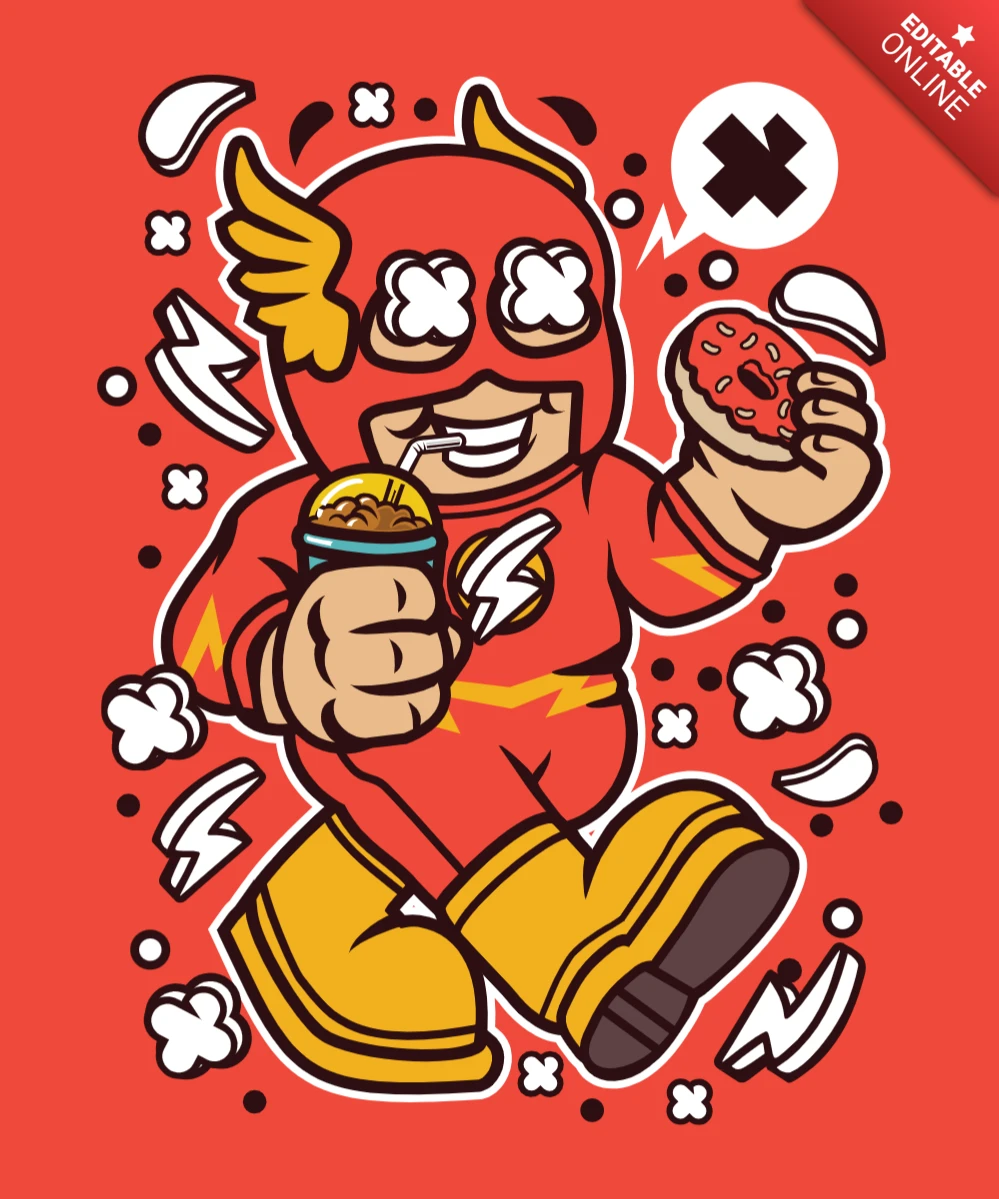 Superhero Flash Kid Poster Design Template