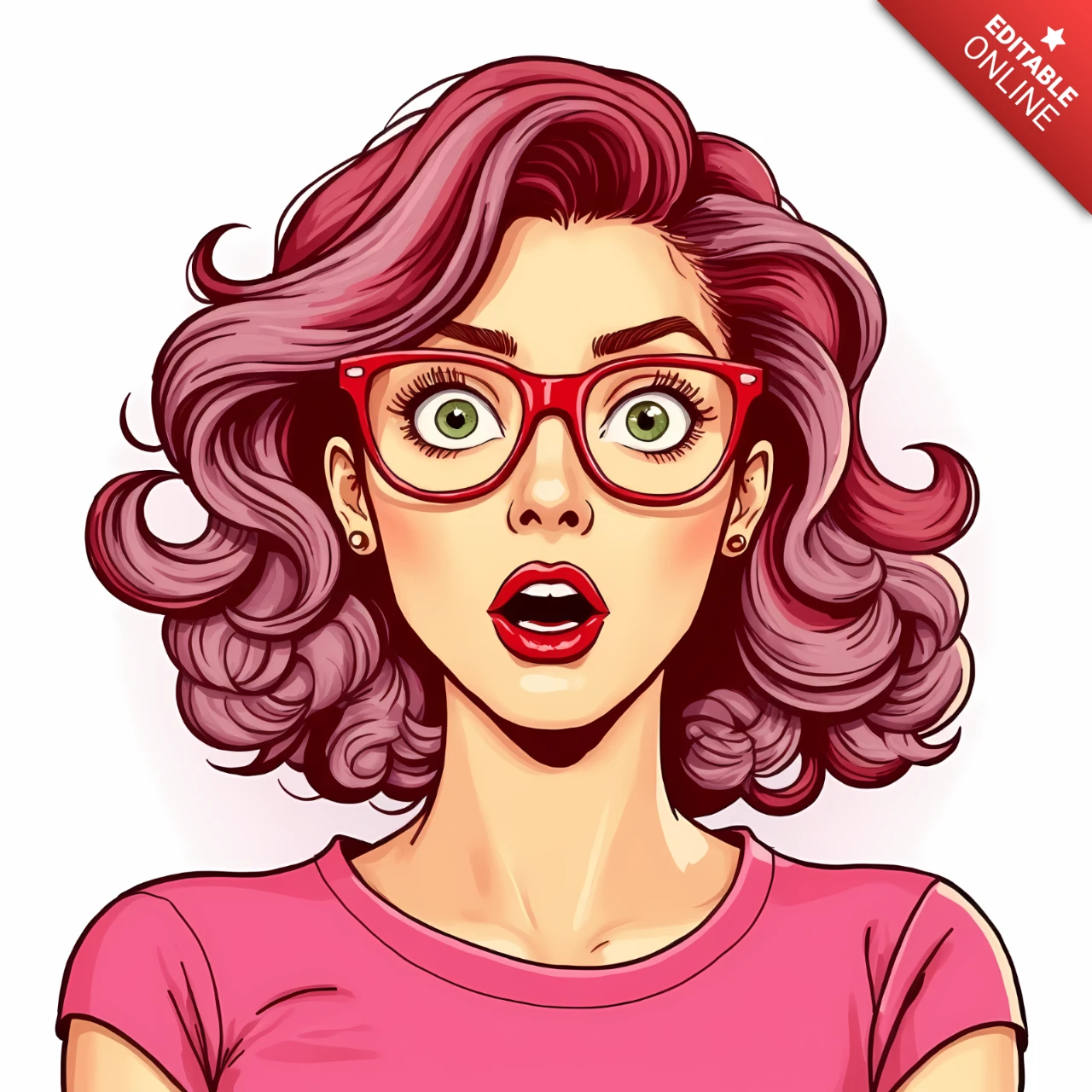 Illustration d'une femme surprise pour des projets créatifs