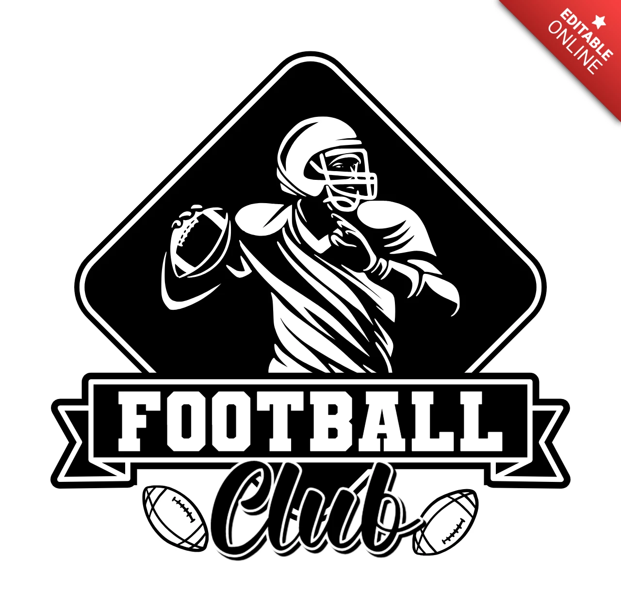 Modello di logo del distintivo della squadra di football americano