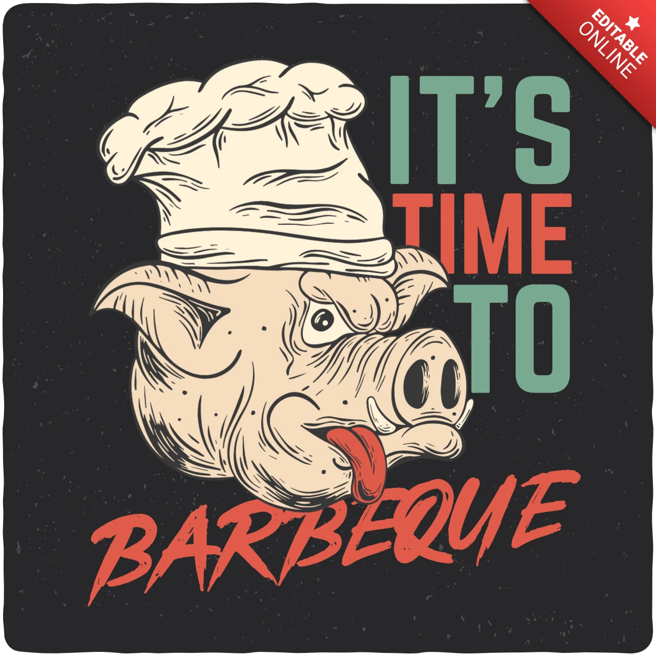 Time To Barbecue Chef Pig T-Shirt Design