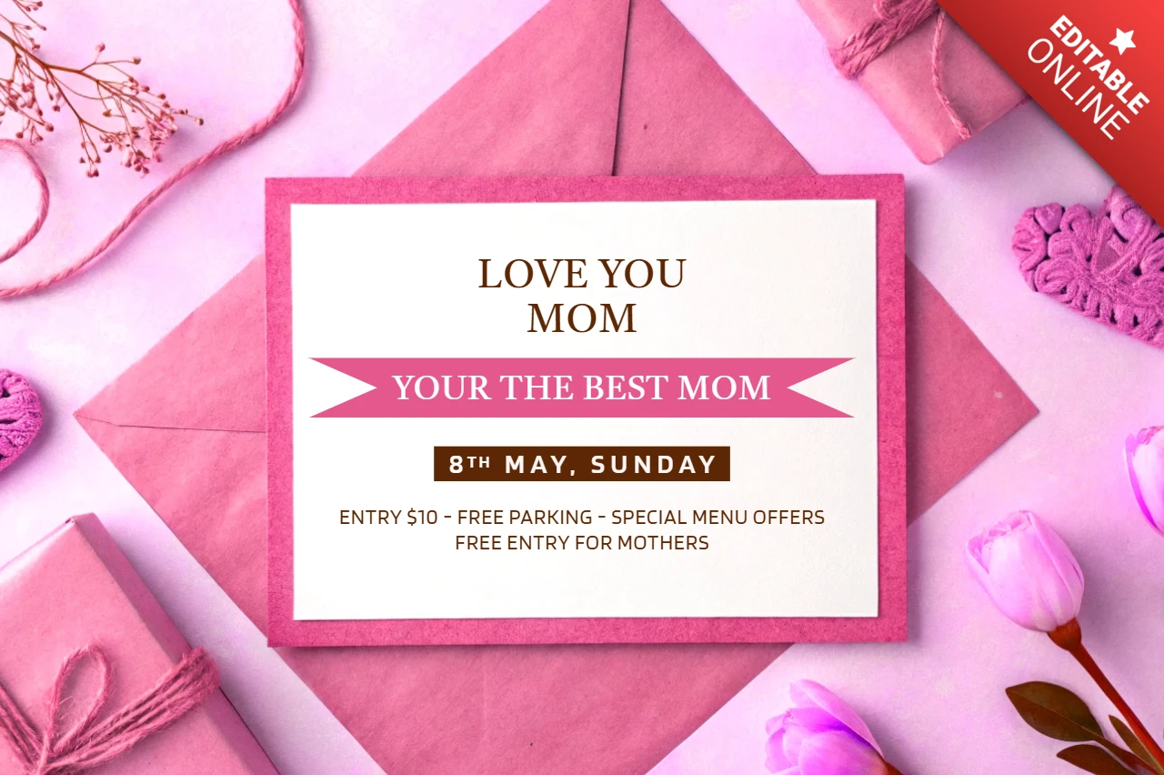 Elegant Mother's Day Invitation Template Design with Floral Accents