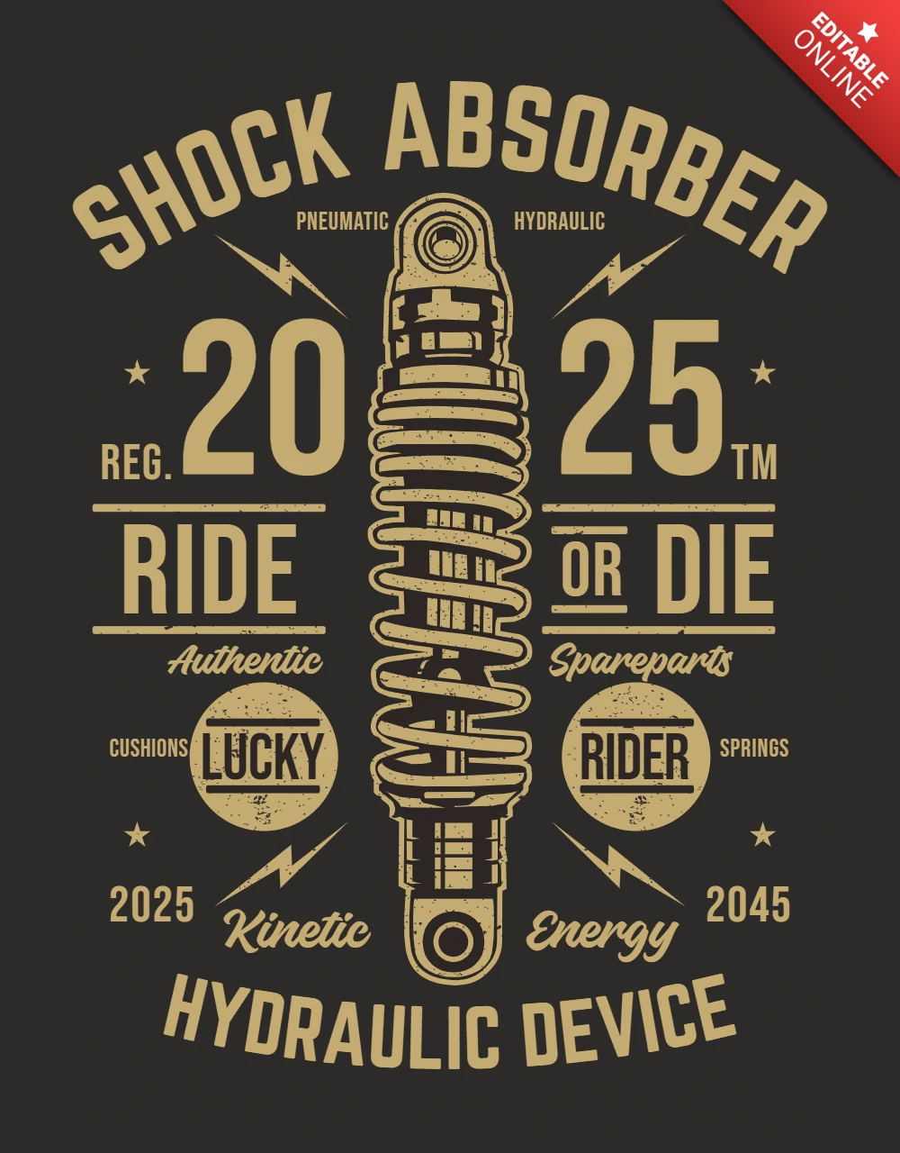 Modelo de design de camiseta vintage com amortecedor