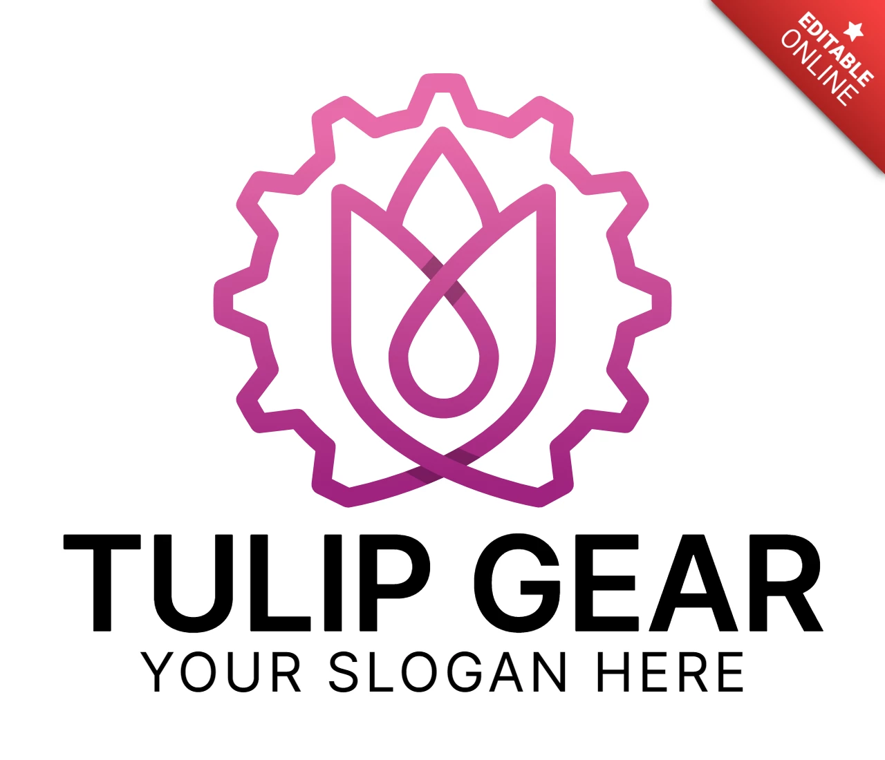 Tulip Gear Colorful Logo Design Template