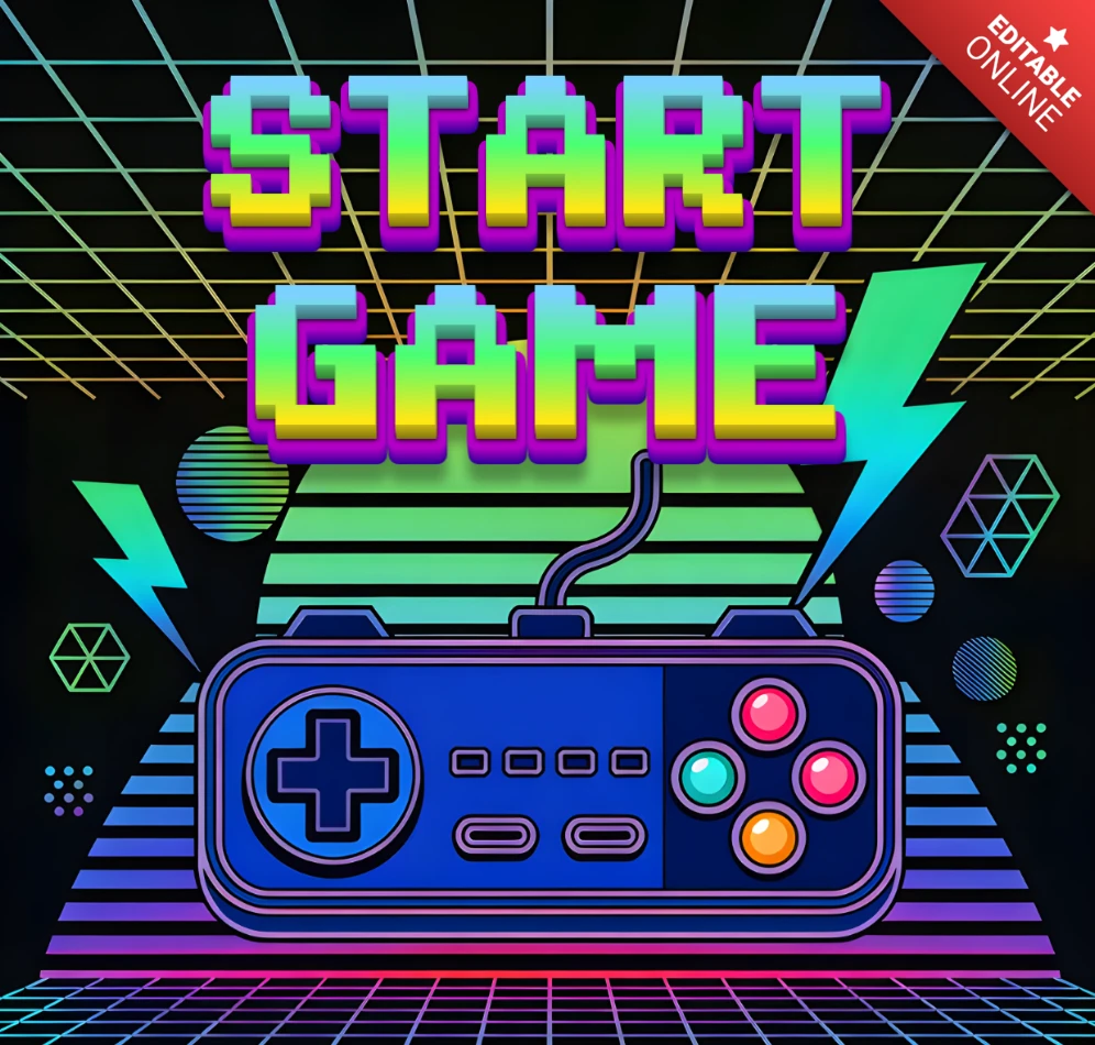 Modèle de conception de manette de jeu rétro pour affiches