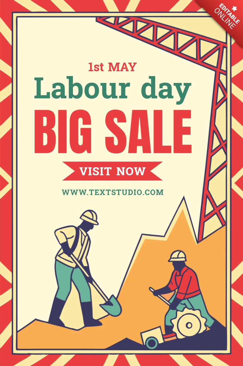 Retro Labour Day Sale Design Template for Promotional Events