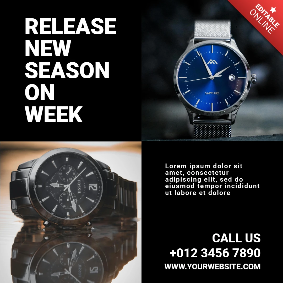 Plantilla de diseño de publicación de Instagram de venta de relojes de nueva temporada