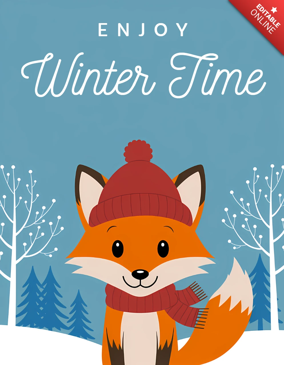 Winterfuchs-Designvorlage für Grußkarten