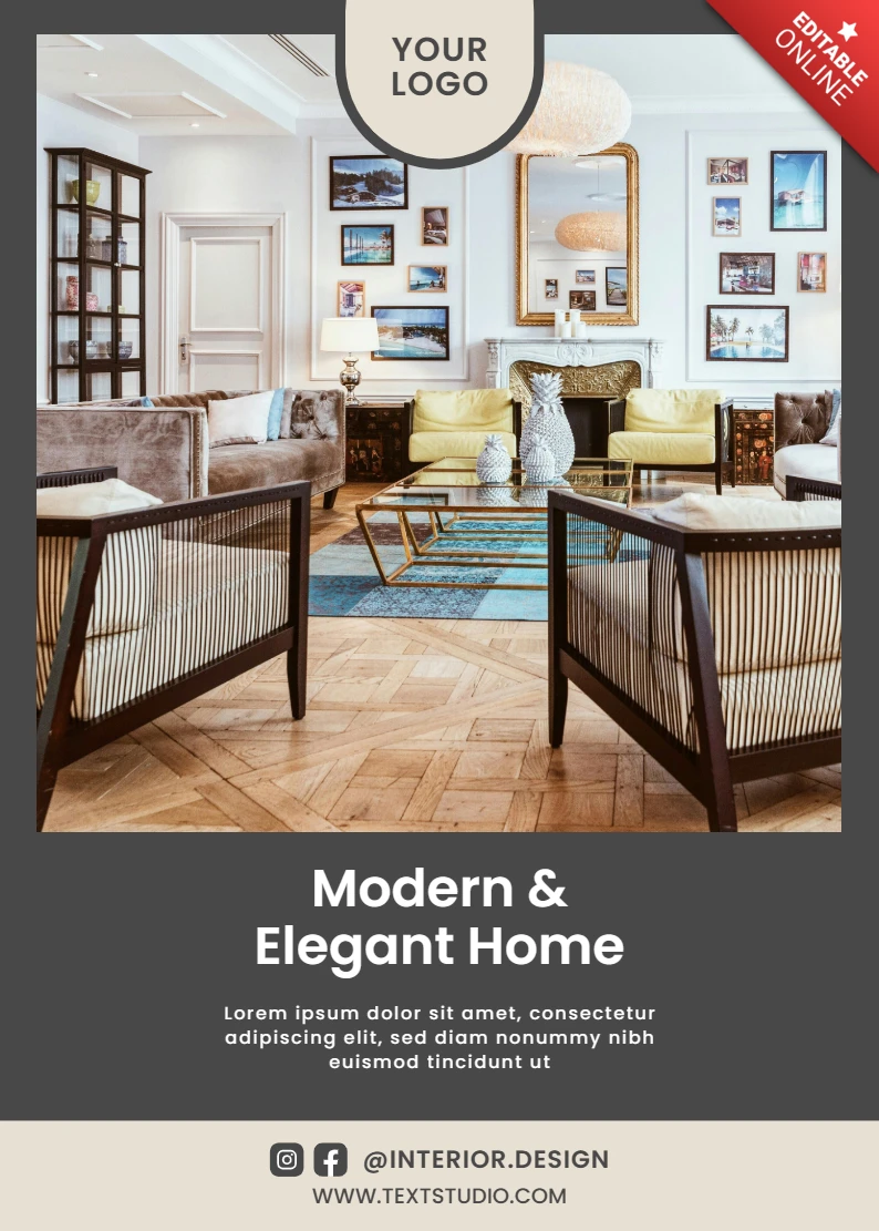 Moderno elegante modello di design d'interni per brochure