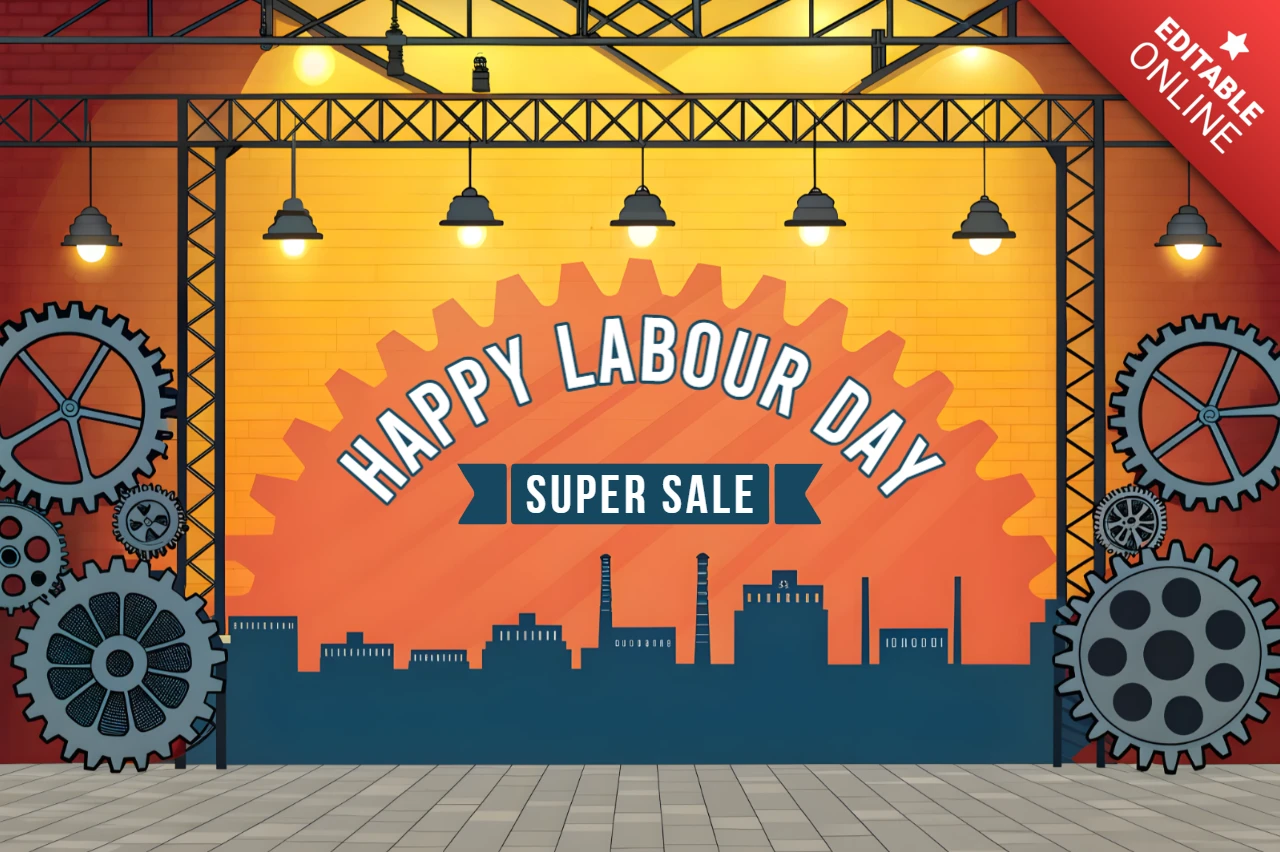 Industrial Style Labour Day Sale Design Template for Promotions